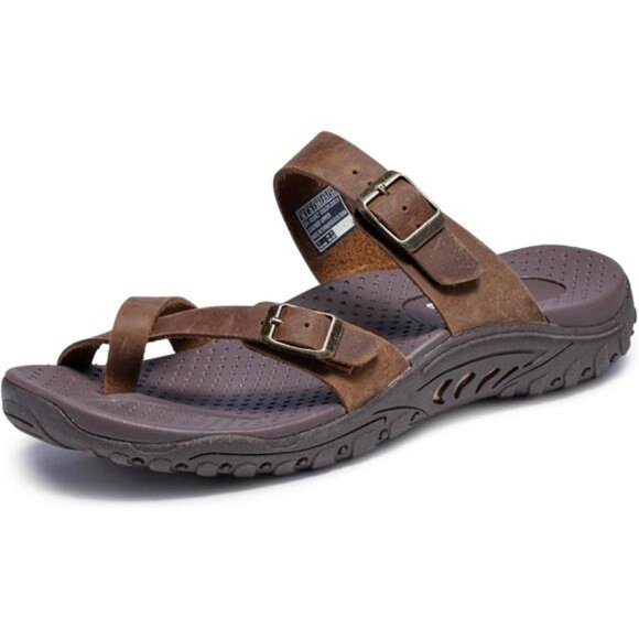 Skechers Women's Reggae-Carribean-Double Buckle Toe Thong Slide Sandal - Picture 1 of 16
